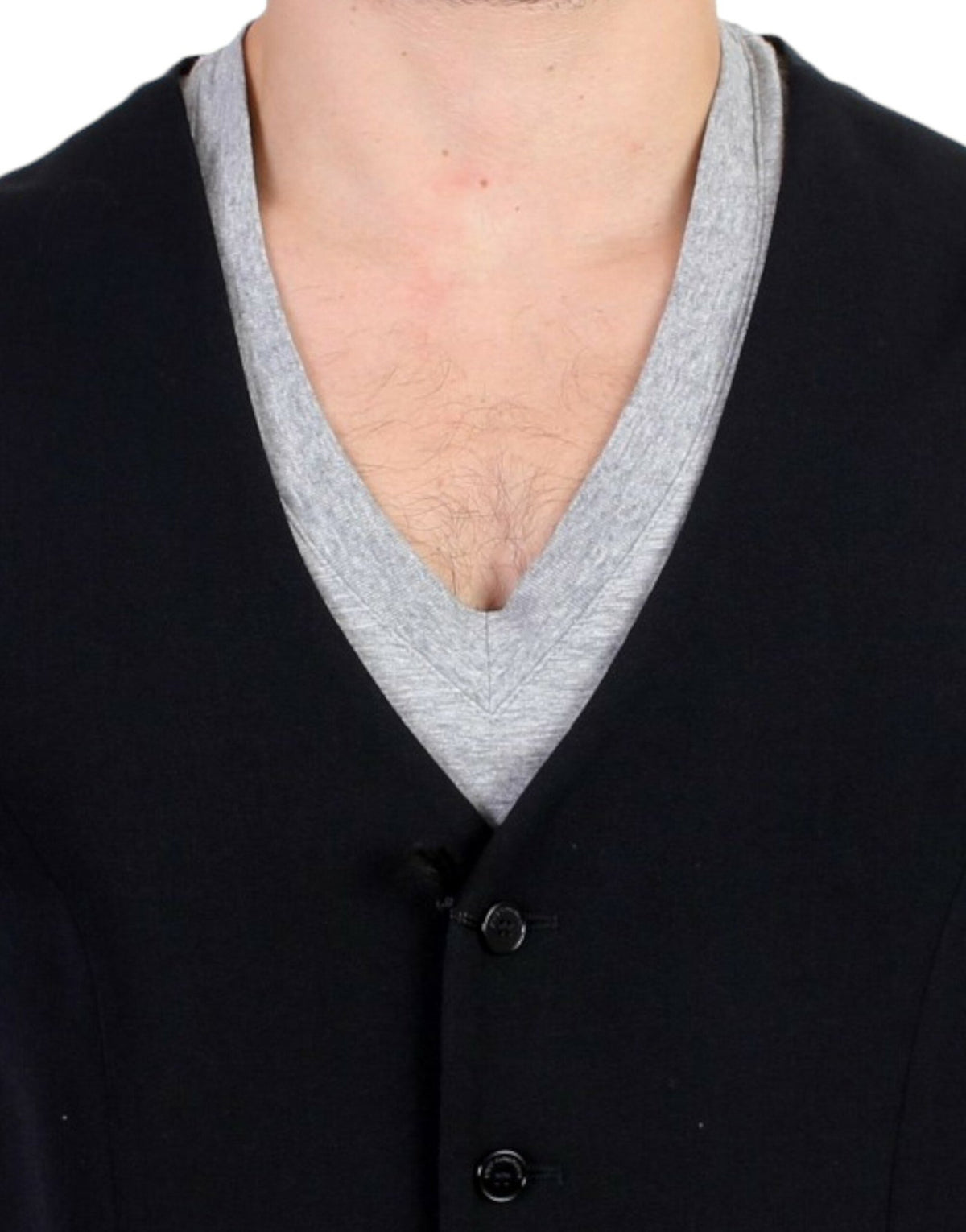Black wool blend casual vest - X excelência