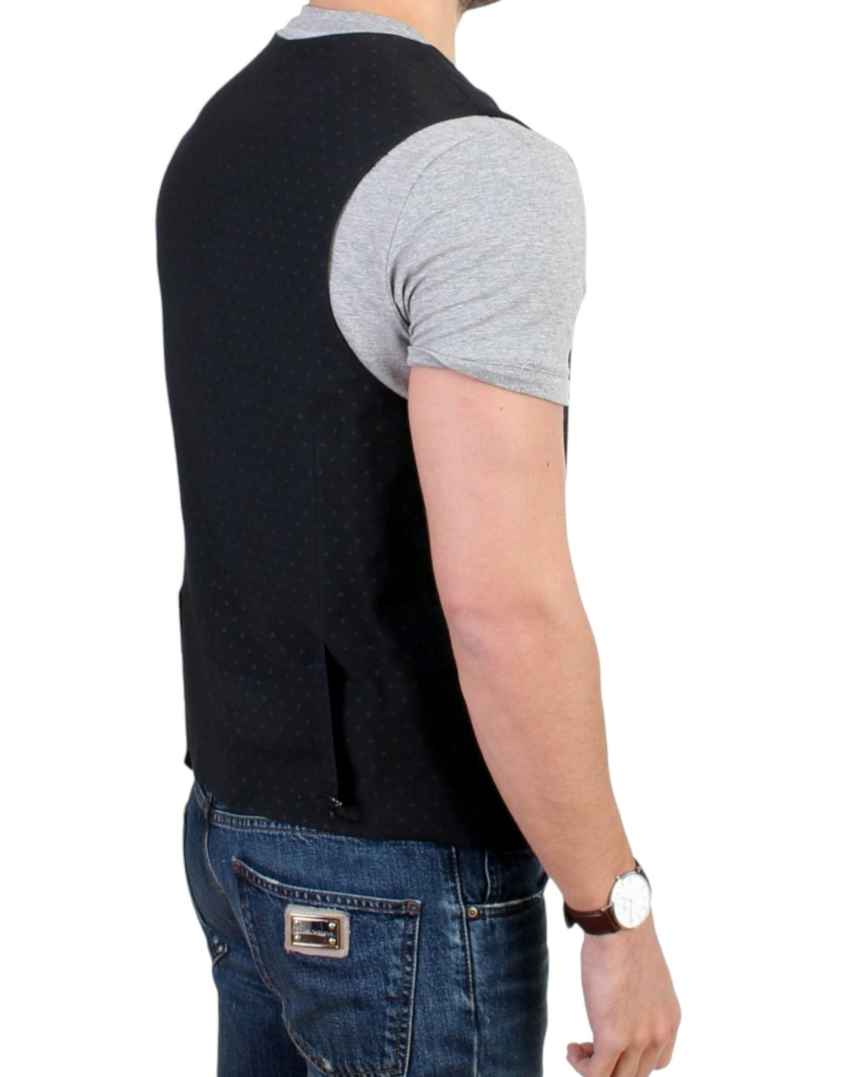 Black wool blend casual vest - X excelência