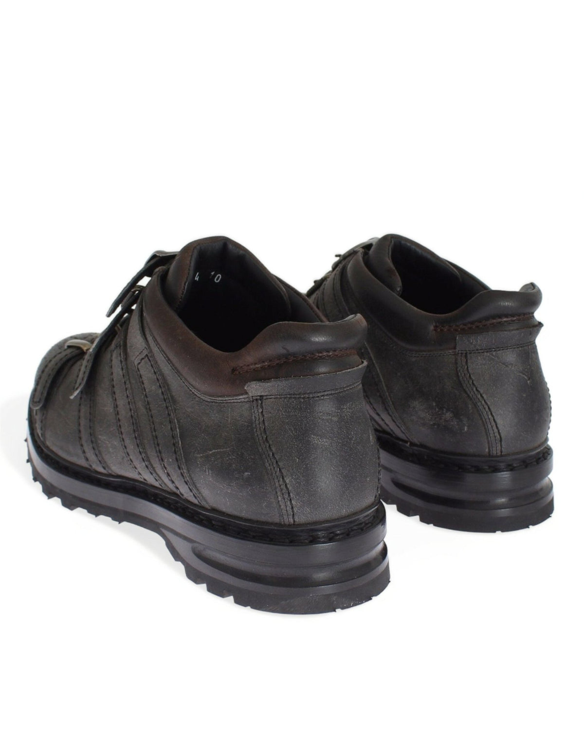 Gray Leather Ankle Strap Shoes Boots - X excelência