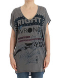 Gray V-neck long t-shirt - X excelência