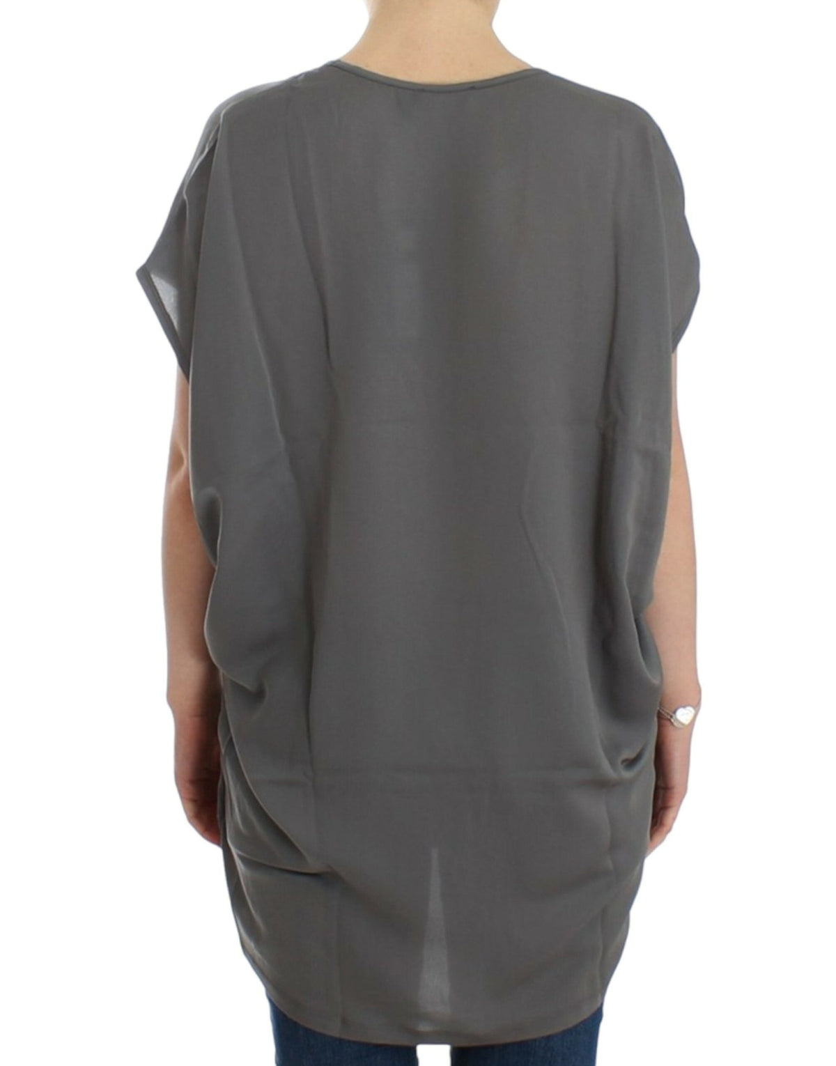 Gray V-neck long t-shirt - X excelência