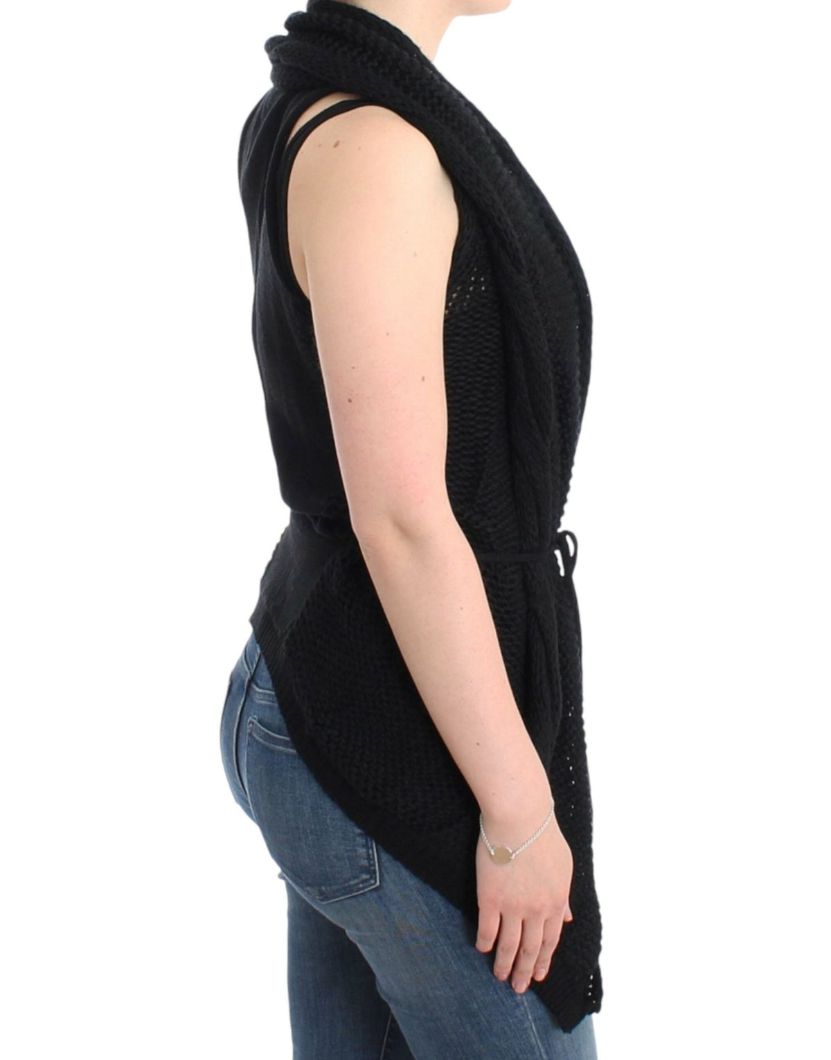Black sleeveless knitted cardigan - X excelência