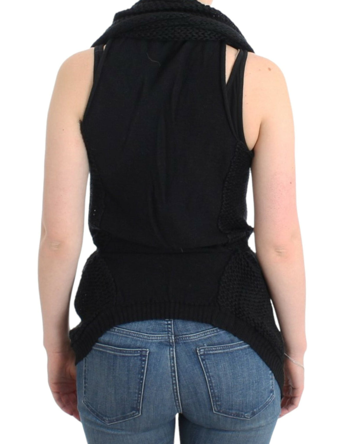 Black sleeveless knitted cardigan - X excelência