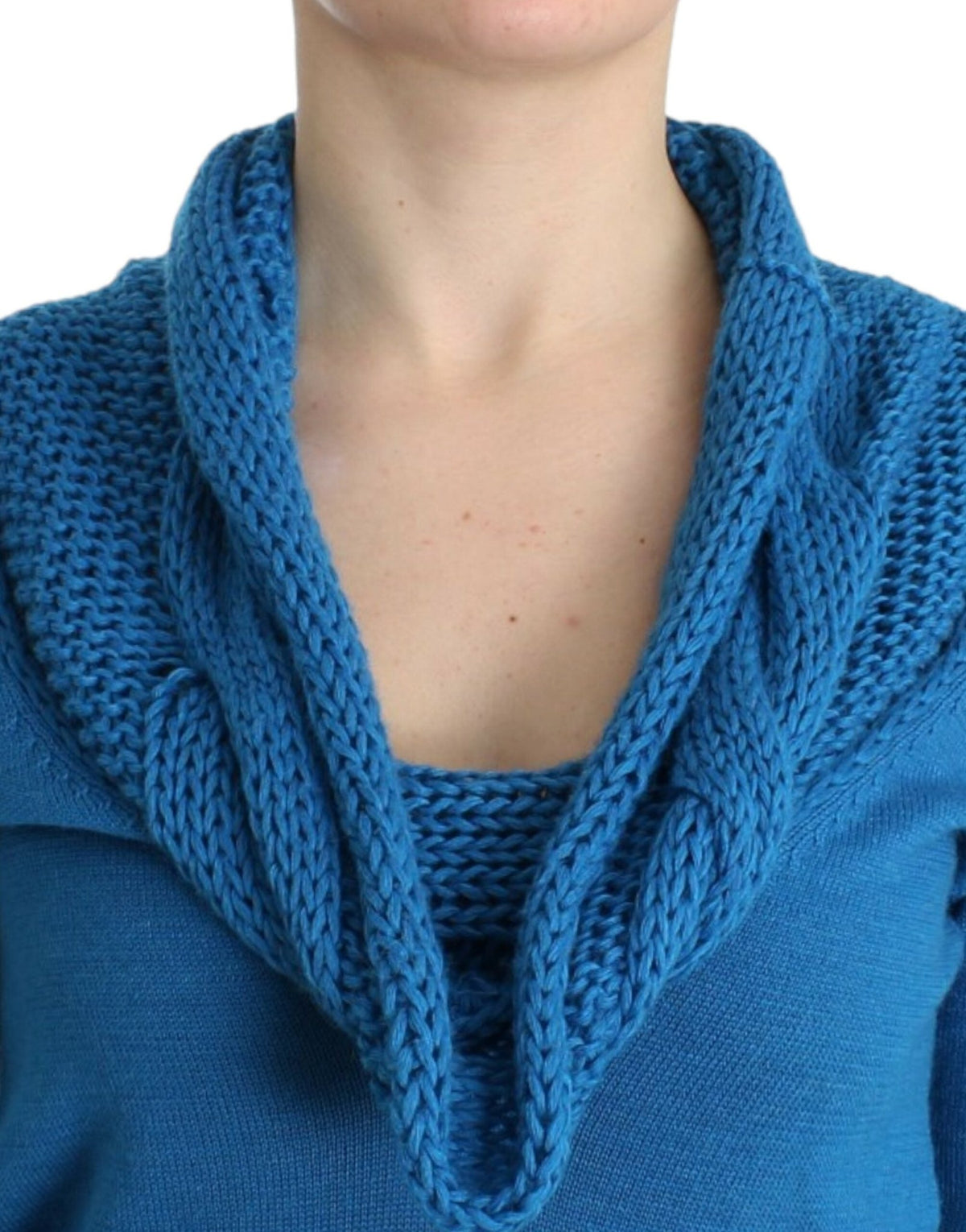 Blue knitted scoopneck sweater - X excelência