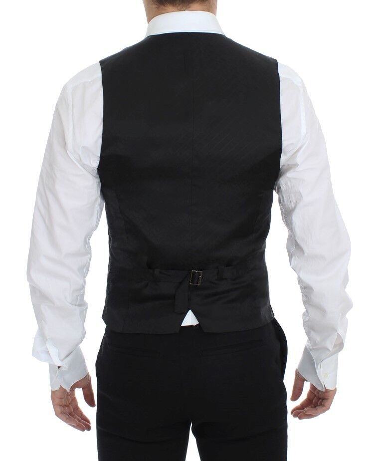 Black Striped Stretch Dress Vest Gilet - X excelência