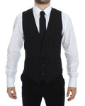 Black Striped Stretch Dress Vest Gilet - X excelência