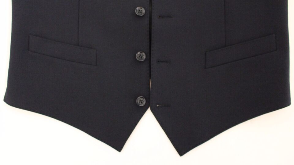 Blue Wool Formal Dress Vest Gilet - X excelência