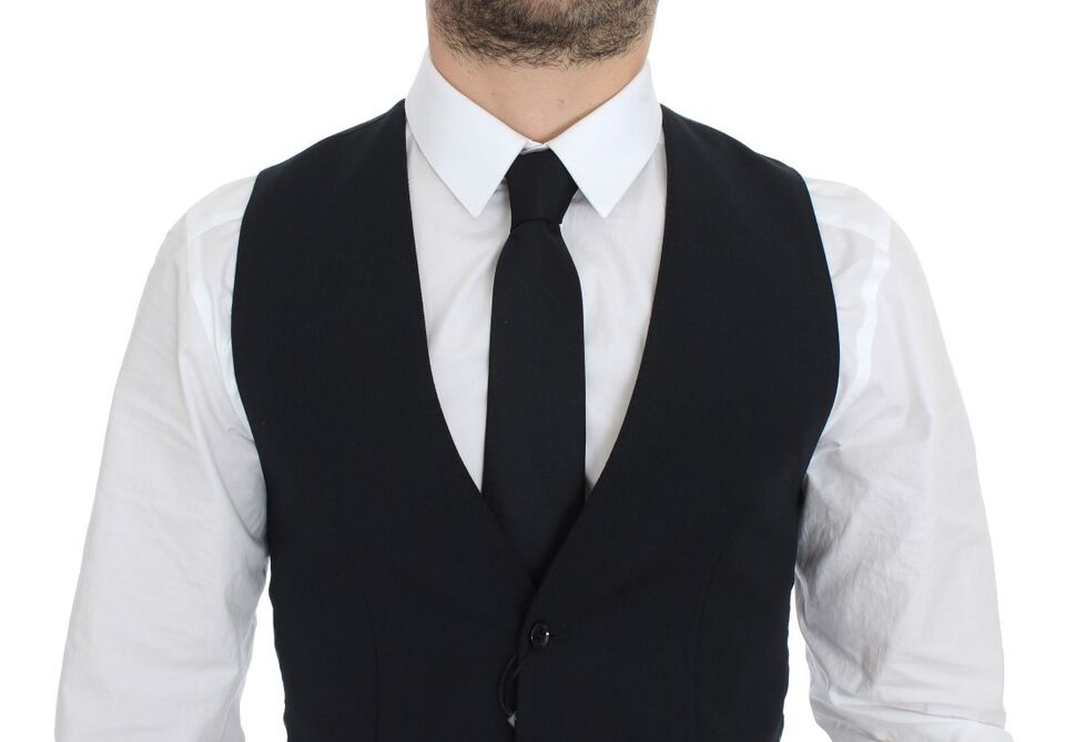 Blue Wool Formal Dress Vest Gilet - X excelência