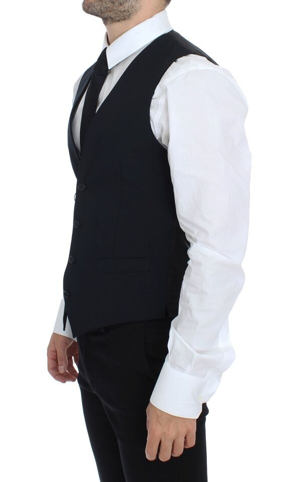 Blue Wool Formal Dress Vest Gilet - X excelência
