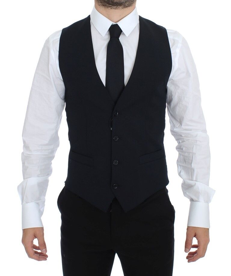 Blue Wool Formal Dress Vest Gilet - X excelência