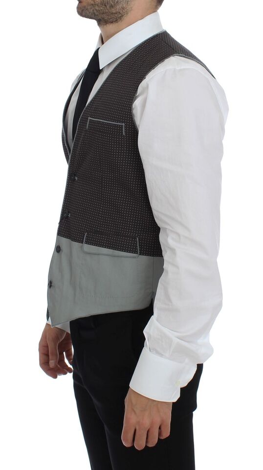 Gray Polka Dot Dress Vest Gilet Weste - X excelência