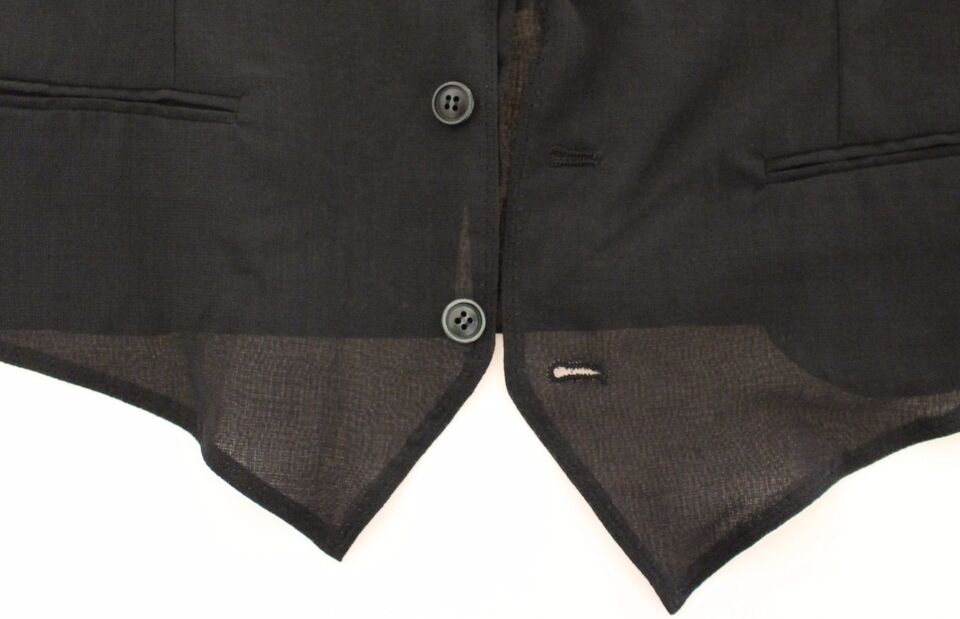 Black Wool Formal Dress Vest Gilet Jacket - X excelência