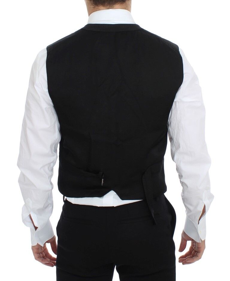Black Cotton Blend Dress Vest Gilet - X excelência