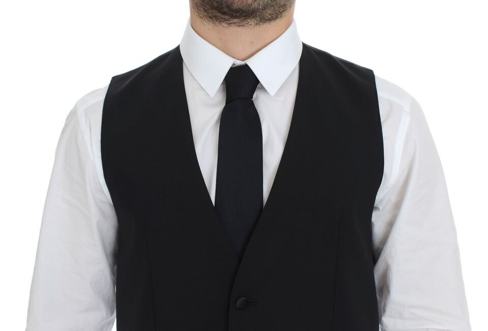 Black Wool Silk Stretch Dress Vest Blazer - X excelência