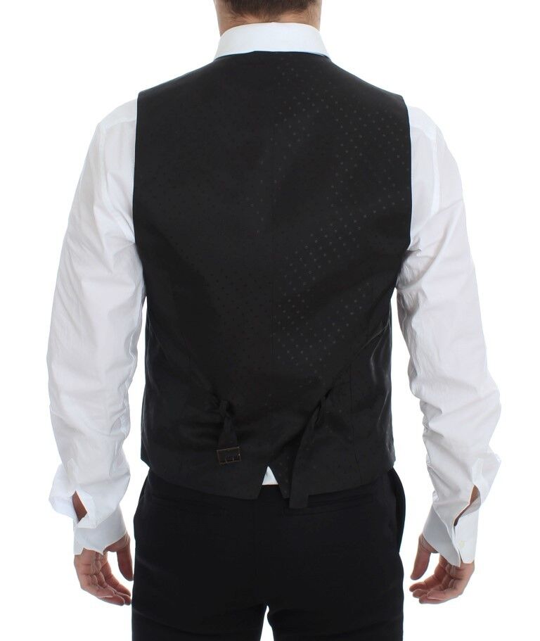 Black Wool Silk Stretch Dress Vest Blazer - X excelência