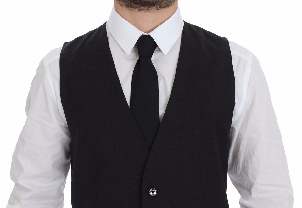 Gray Slim Fit Button Front Dress Formal Vest - X excelência