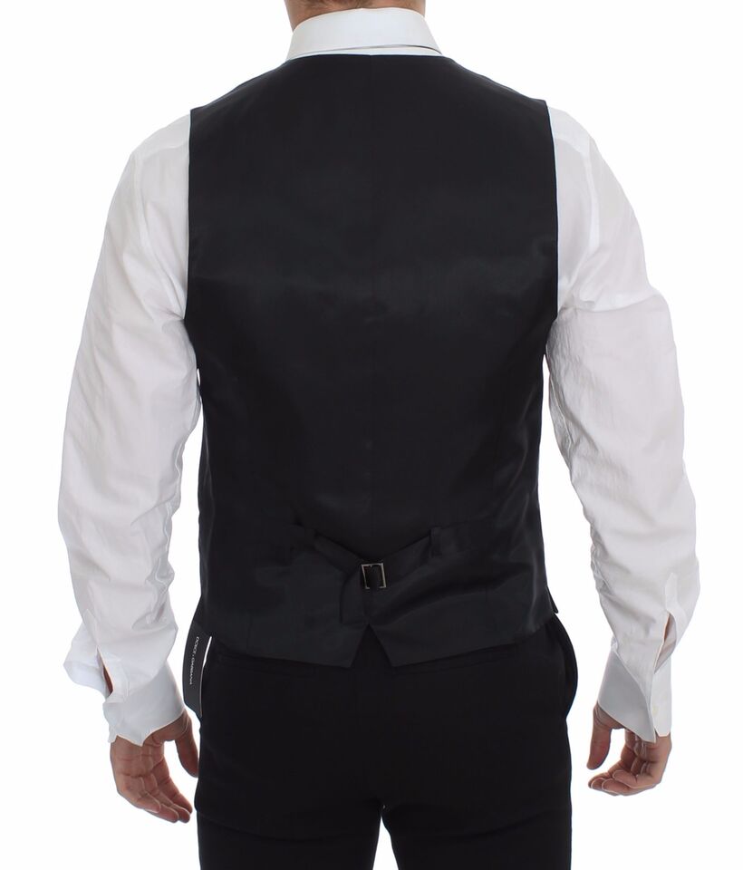 Gray Slim Fit Button Front Dress Formal Vest - X excelência