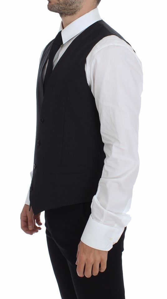 Gray Slim Fit Button Front Dress Formal Vest - X excelência