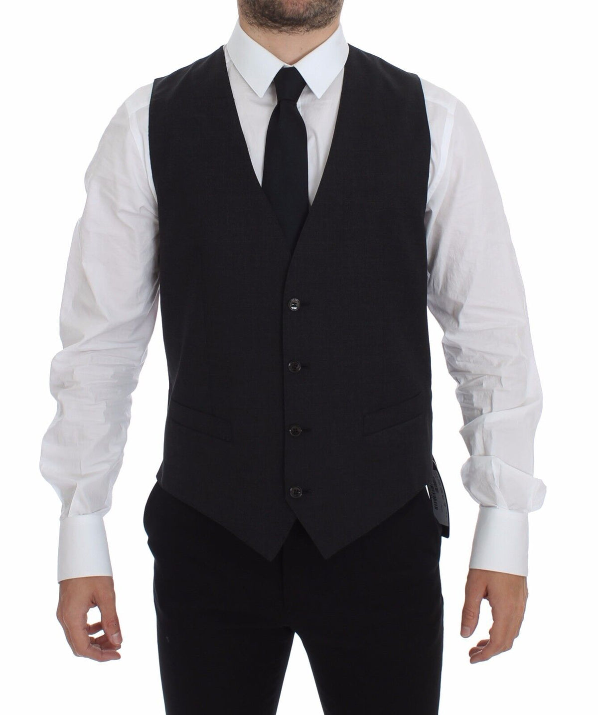 Gray Slim Fit Button Front Dress Formal Vest - X excelência