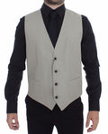 Beige Cotton Silk Blend Dress Vest Blazer - X excelência