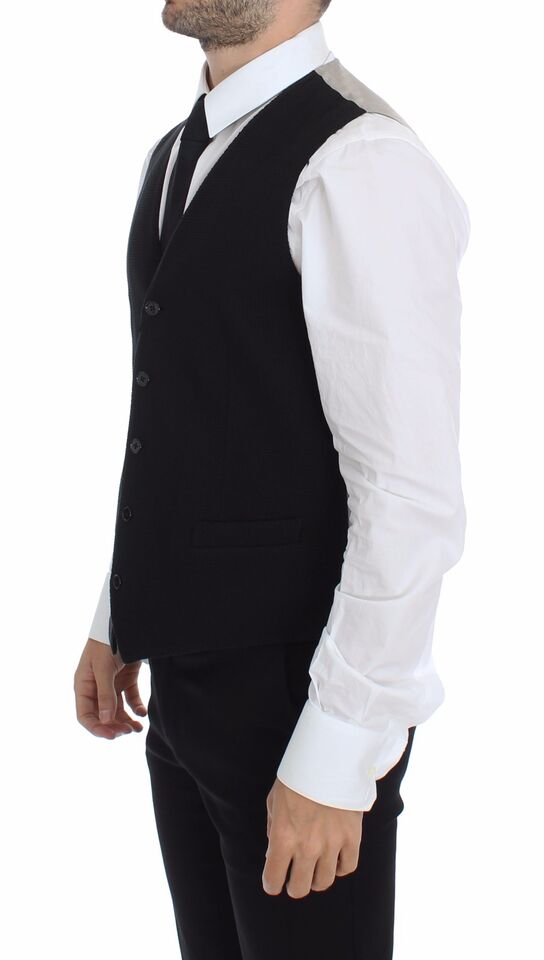 Black Cotton Dress Vest Blazer Jacket - X excelência