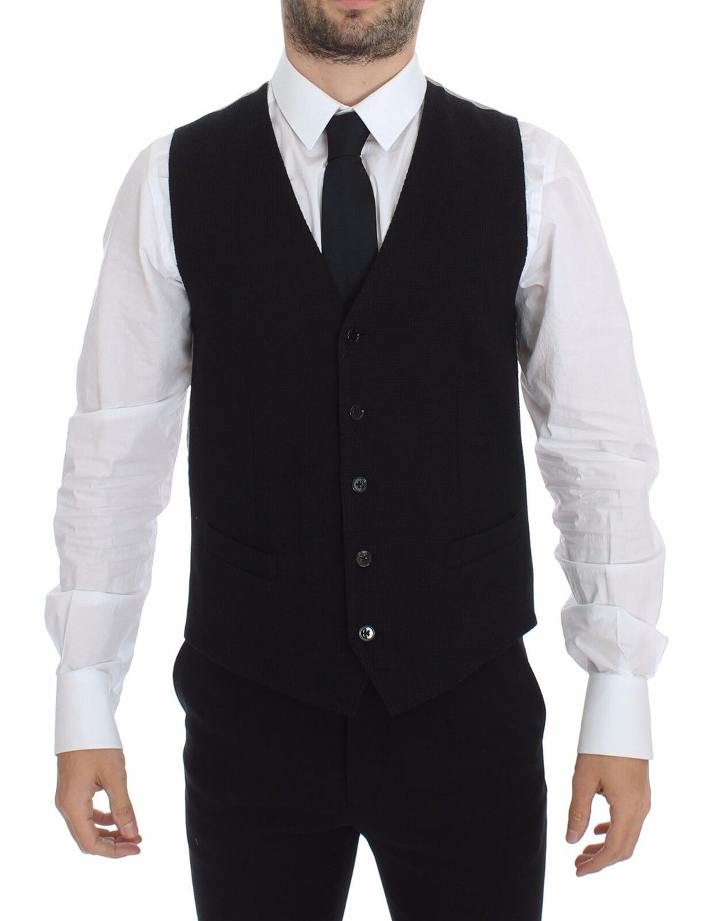 Black Cotton Dress Vest Blazer Jacket - X excelência