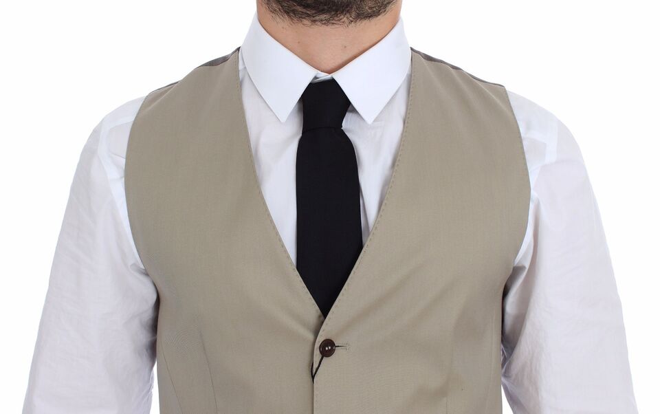 Beige Cotton Dress Vest Blazer Jacket - X excelência