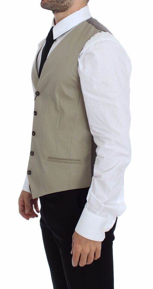 Beige Cotton Dress Vest Blazer Jacket - X excelência