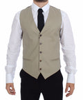 Beige Cotton Dress Vest Blazer Jacket - X excelência