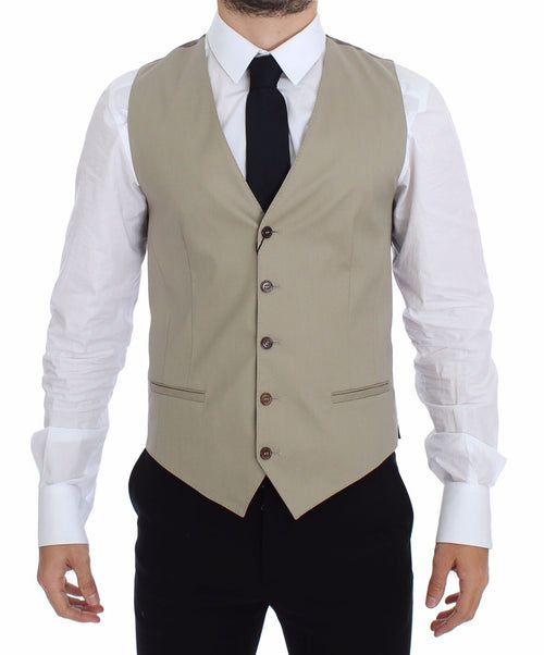 Beige Cotton Dress Vest Blazer Jacket - X excelência