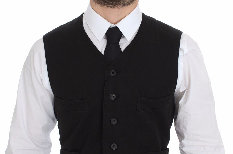 Black Flax Cotton Dress Vest Blazer - X excelência