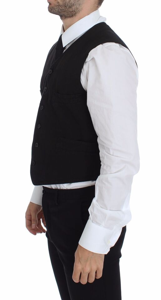 Black Flax Cotton Dress Vest Blazer - X excelência