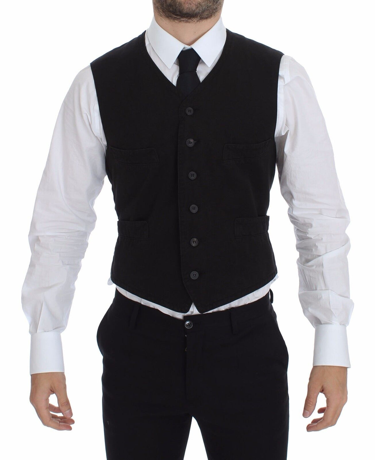 Black Flax Cotton Dress Vest Blazer - X excelência