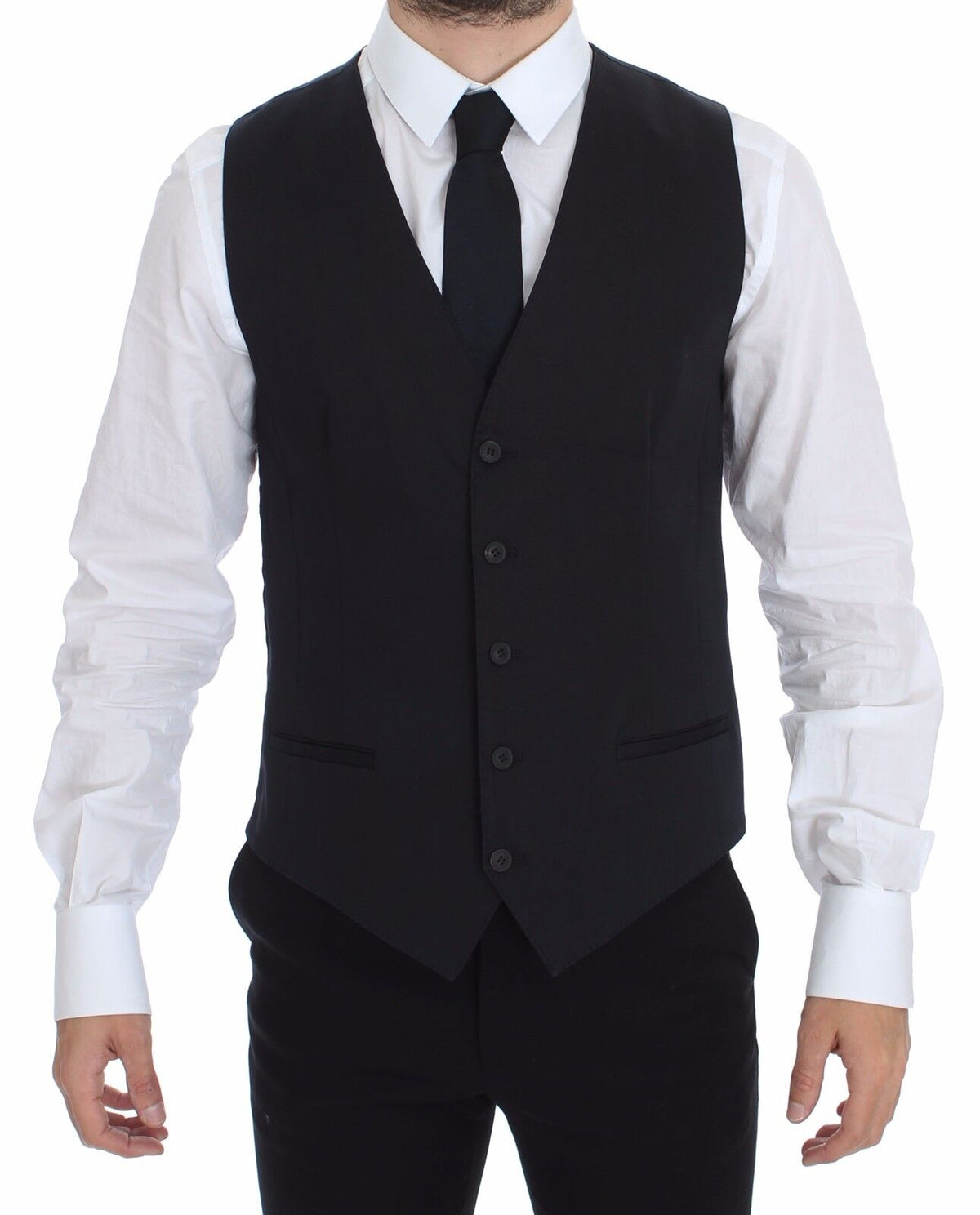 Blue Cotton Stretch Dress Vest Blazer - X excelência