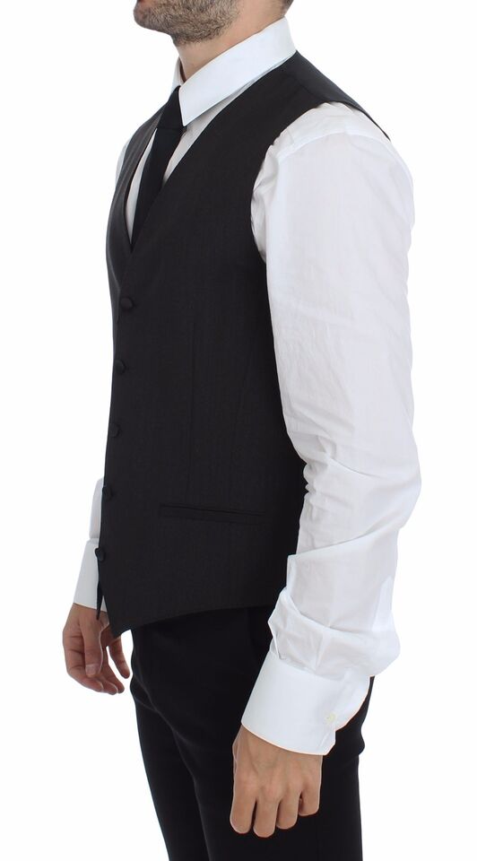 Gray Wool Stretch Dress Vest Blazer - X excelência