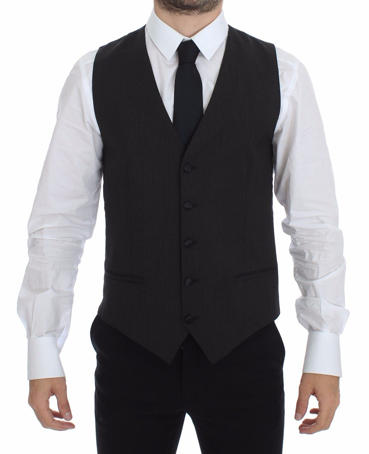 Gray Wool Stretch Dress Vest Blazer - X excelência