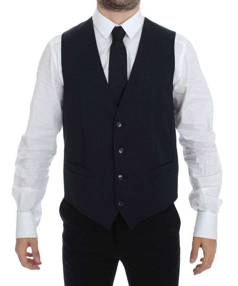 Blue Cotton Stretch Dress Vest Blazer - X excelência