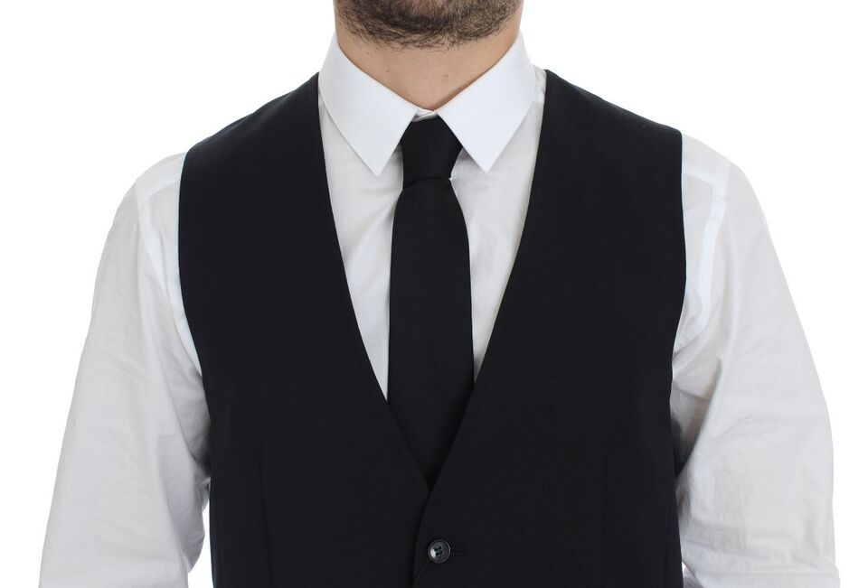 Gray Striped Wool Silk Dress Vest Gilet - X excelência