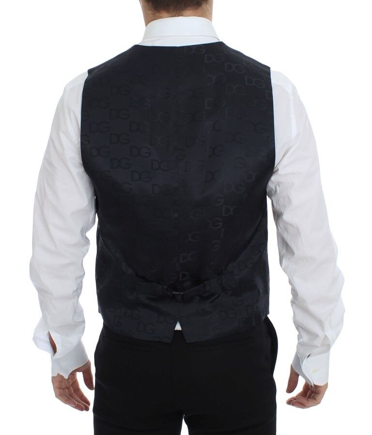 Gray Striped Wool Silk Dress Vest Gilet - X excelência