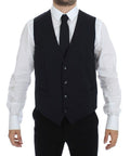 Gray Striped Wool Silk Dress Vest Gilet - X excelência