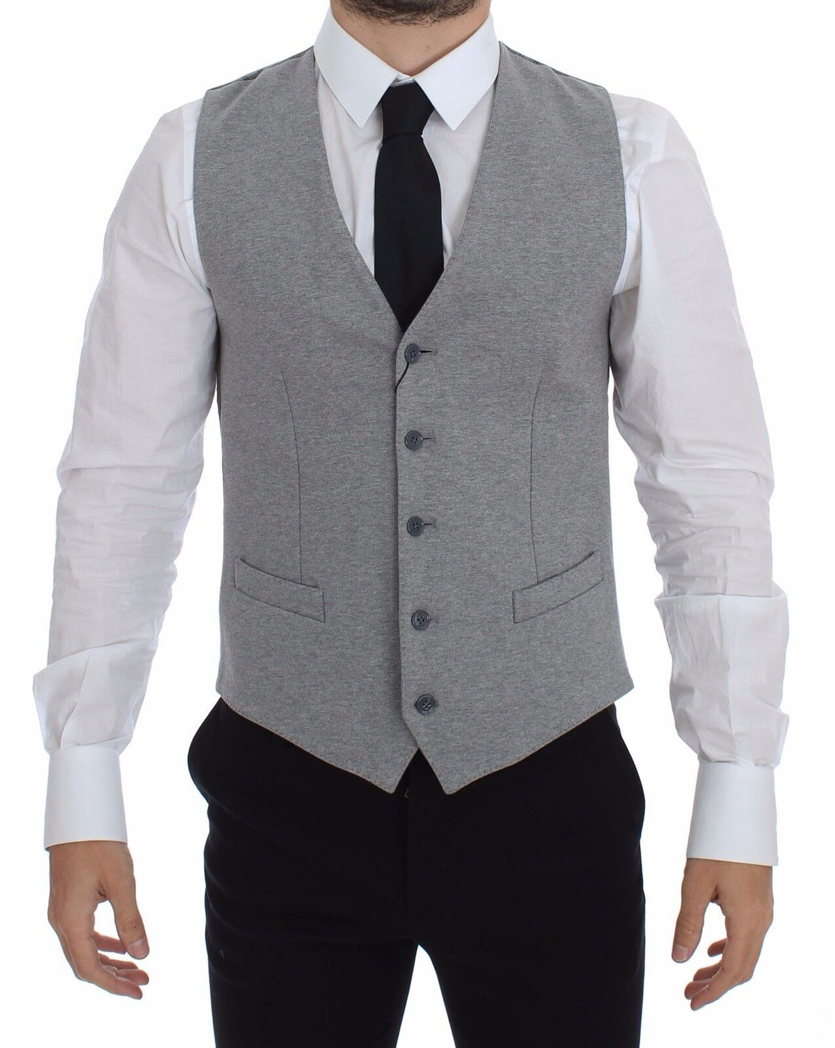 Gray Cotton Stretch Dress Vest Blazer - X excelência