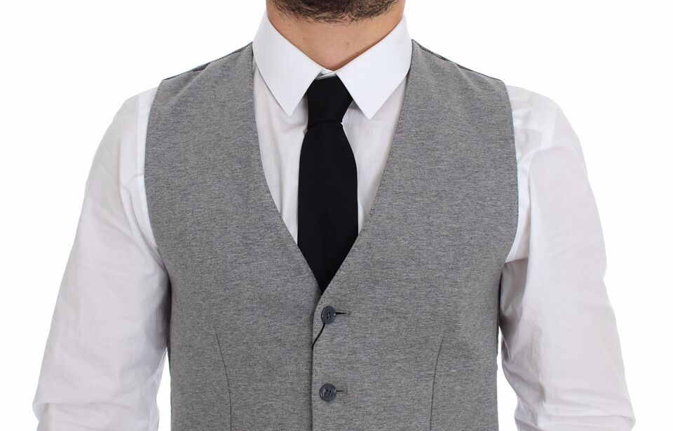 Gray Cotton Stretch Dress Vest Blazer - X excelência