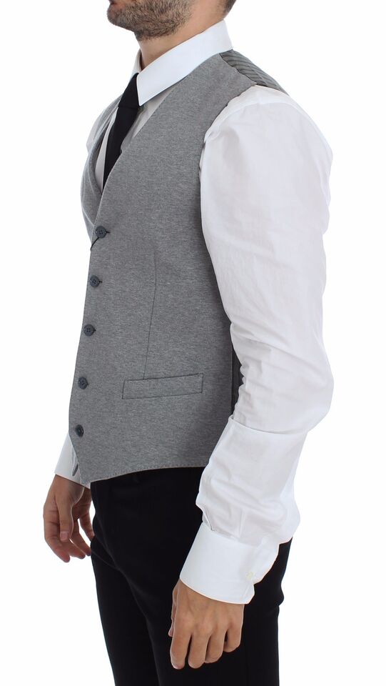 Gray Cotton Stretch Dress Vest Blazer - X excelência