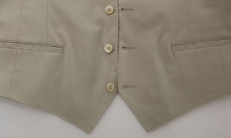 Beige Cotton Stretch Dress Vest Blazer - X excelência