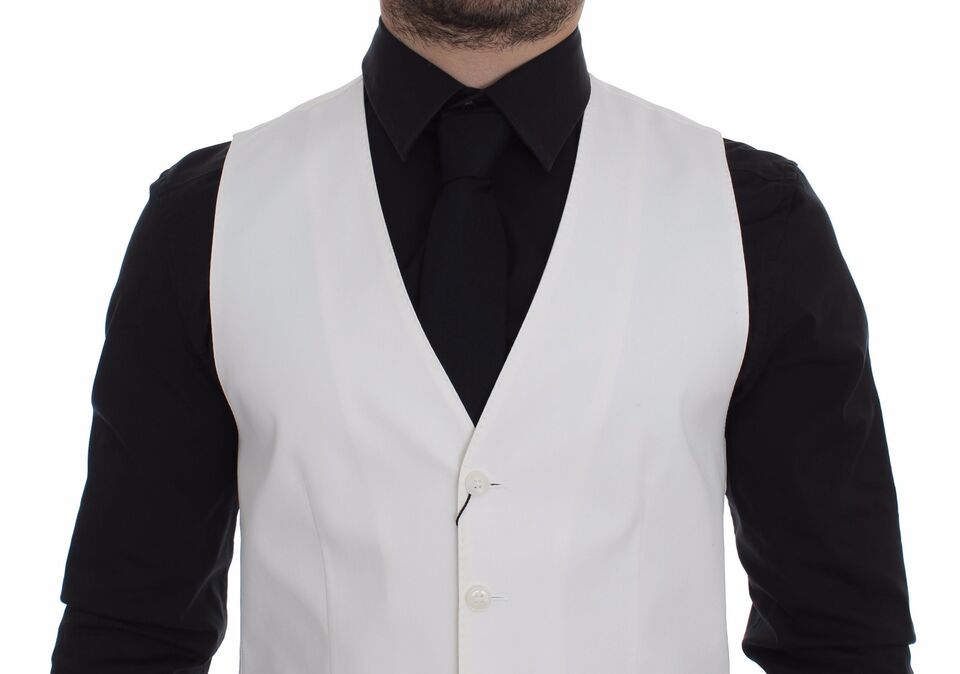 White Cotton Silk Blend Dress Vest Blazer - X excelência