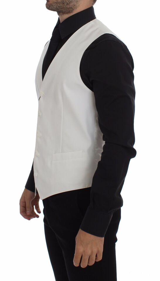 White Cotton Silk Blend Dress Vest Blazer - X excelência