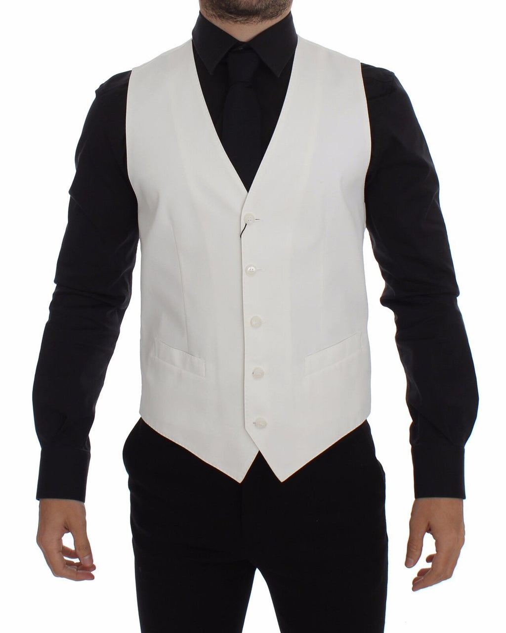 White Cotton Silk Blend Dress Vest Blazer - X excelência