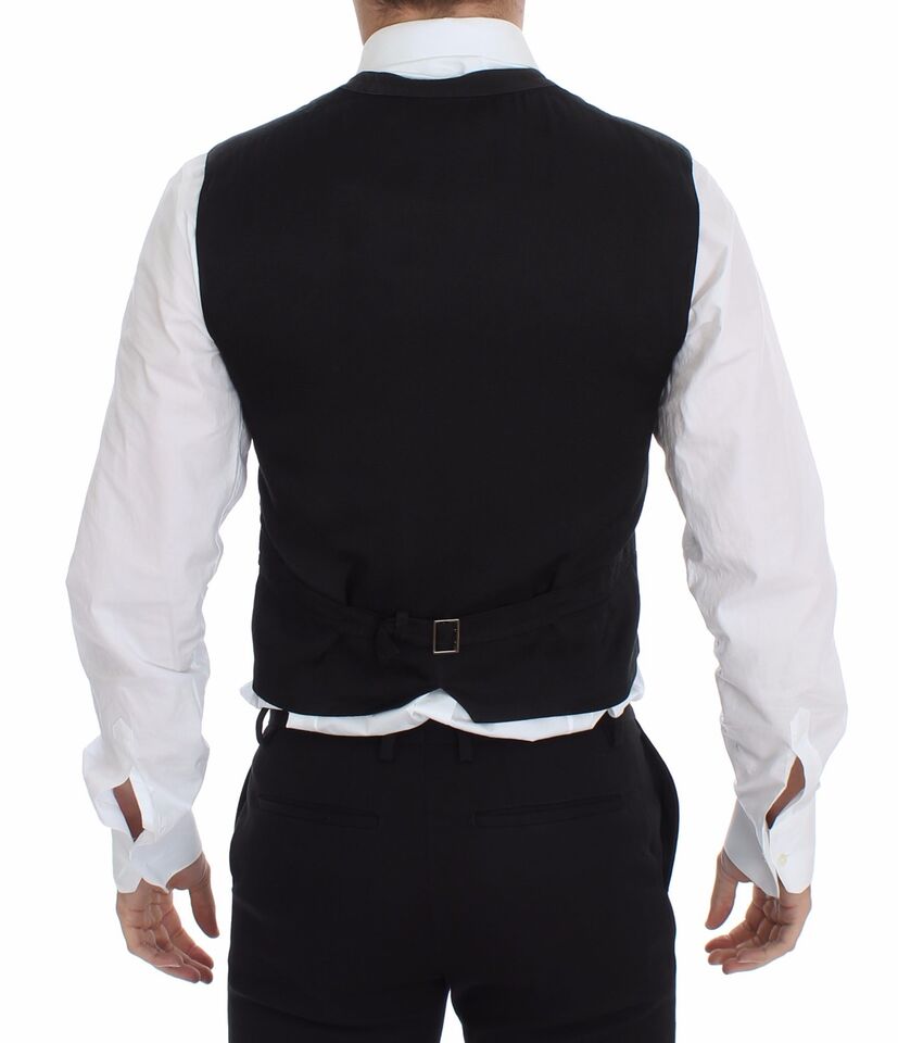 Black Cotton Viscose Dress Vest Blazer - X excelência