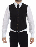 Black Cotton Viscose Dress Vest Blazer - X excelência