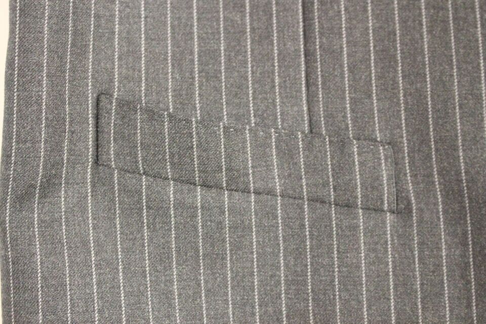 Gray Striped Wool Single Breasted Vest - X excelência